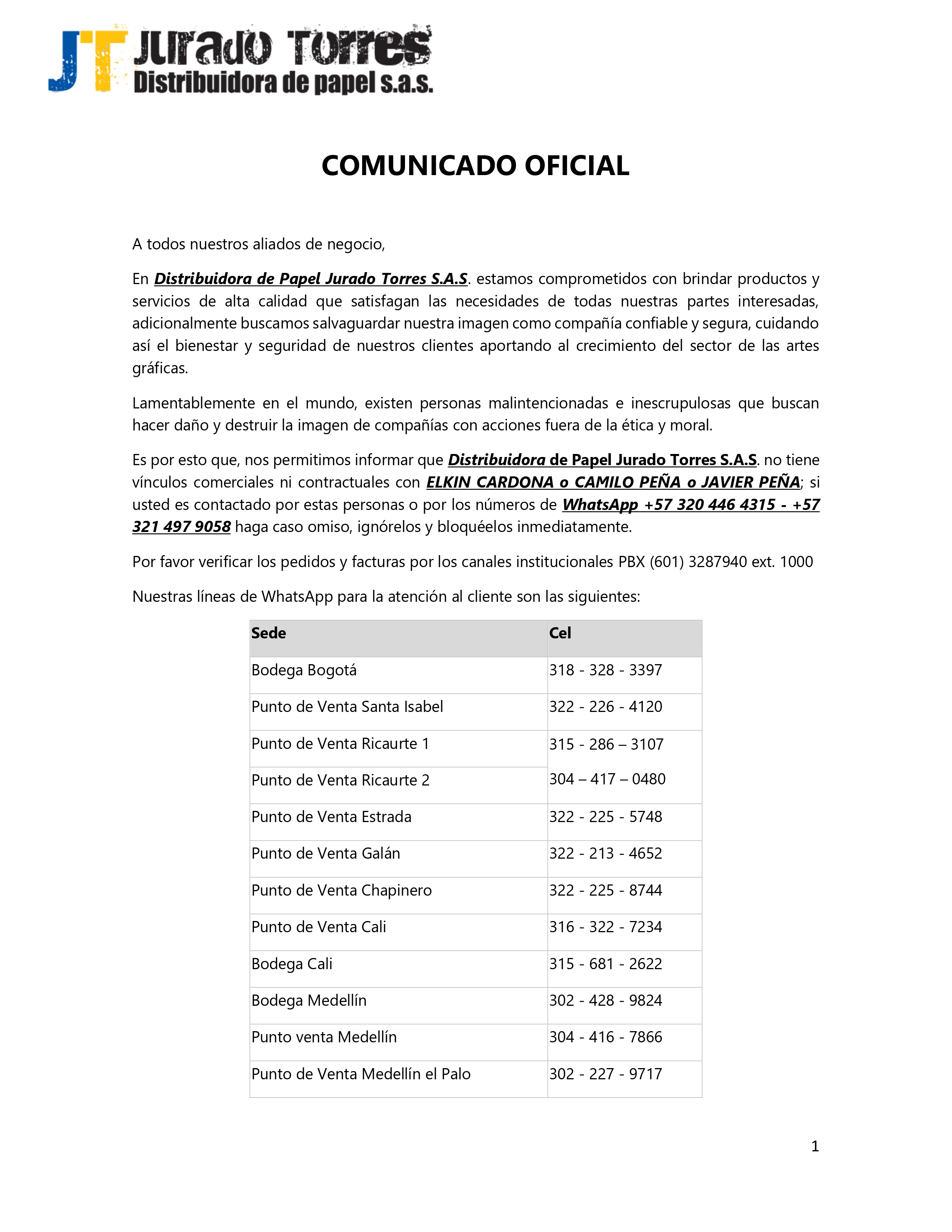 comunicado